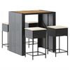vidaXL 5-tlg. Gartenbar-Set mit Kissen Schwarz Poly Rattan