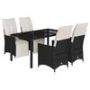 vidaXL 5-tlg. Garten-Essgruppe mit Kissen Schwarz Poly Rattan