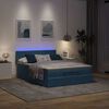 vidaXL Ottoman-Bett mit Matratze & LEDs Dunkelblau 140x190 cm Samt