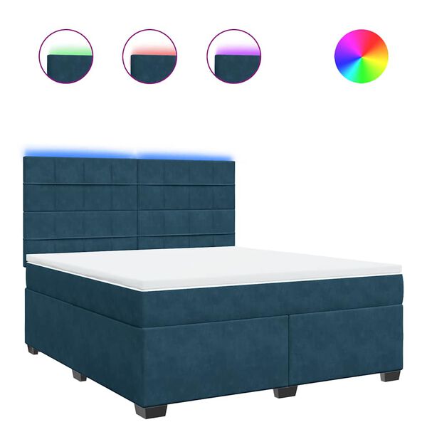vidaXL Boxspringbett mit Matratze Blau 180x200 cm Samt