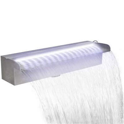 vidaXL Pool-Wasserfall Fontäne mit LEDs Rechteckig Edelstahl 45 cm