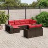 vidaXL 10-teiliges Gartensofa-Set mit Kissen, braun, Polyrattan