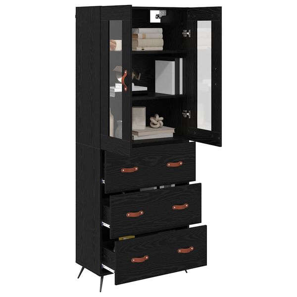 vidaXL Highboard-Schrank mit Regal 2 pcs Schwarz Eichen-Optik