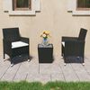 vidaXL 3-tlg. Bistro-Set Poly Rattan und Hartglas Schwarz