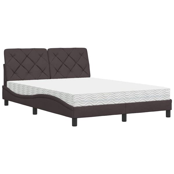 vidaXL Bett mit Matratze Dunkelbraun 140x200 cm Stoff