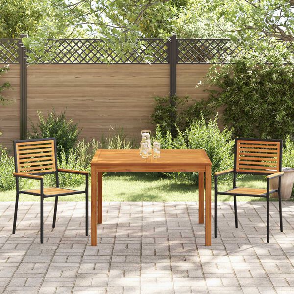 vidaXL Garten Essgruppe 3 pcs Schwarz Poly Rattan