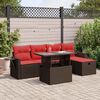 vidaXL 6-tlg. Garten-Sofagarnitur mit Kissen Braun Poly Rattan
