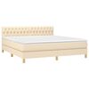 vidaXL Boxspringbett mit Matratze Creme 180x200 cm Stoff
