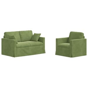 vidaXL Sofa Set 2 pcs Hellgr&uuml;n 138 x 78 x 80 cm Samt