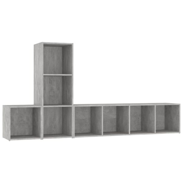 vidaXL 3-tlg. TV-Schrank-Set Betongrau Holzwerkstoff