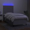 vidaXL Boxspringbett mit Matratze & LED Hellgrau 100x200 cm Stoff