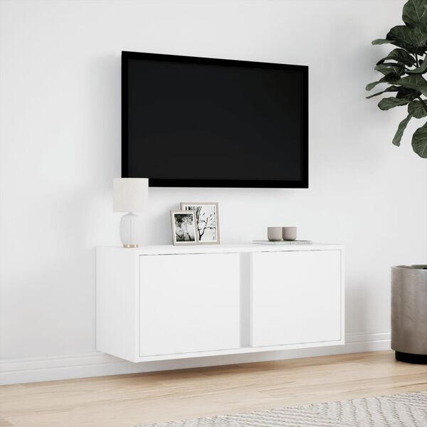 vidaXL TV-Wandschrank mit LED-Beleuchtung Wei&szlig; 80x31x35 cm