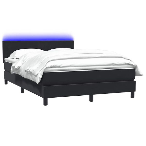 vidaXL Boxspringbett mit Matratze & LED Schwarz 140x220 cm Samt