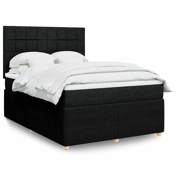 vidaXL Boxspringbett mit Matratze Schwarz 160x200 cm Stoff