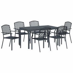 vidaXL Garten Essgruppe 7 stk. Anthrazit Pulverbeschichteter Stahl
