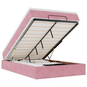 vidaXL Ottoman-Bett mit Matratze Rosa 120x190 cm Samt