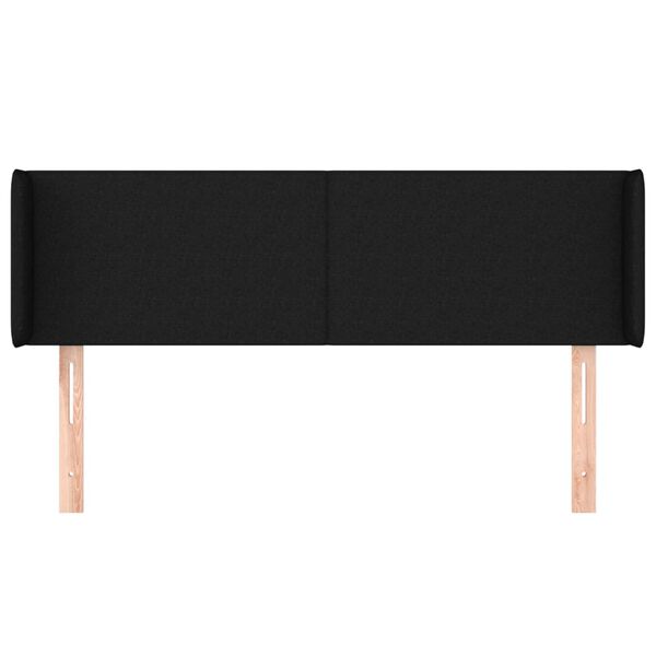 vidaXL Kopfteil mit Ohren Schwarz 147x16x78/88 cm Stoff