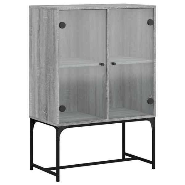 vidaXL Beistellschrank mit Glastüren Grau Sonoma 69x37x100 cm