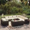vidaXL 12-tlg. Garten-Lounge-Set mit Kissen Schwarz Poly Rattan