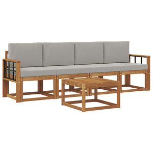 vidaXL Outdoor-Sofagarnitur mit Kissen 5 pcs Nat&uuml;rlich und Hellgrau