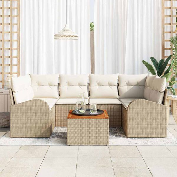 vidaXL Garten-Sofa-Set 7 pcs Beige und Wei&szlig;