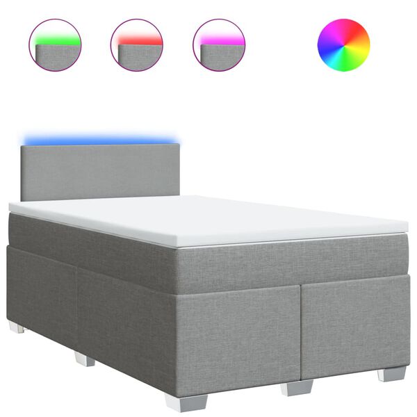 vidaXL Boxspringbett mit Matratze Hellgrau 120x190 cm Stoff