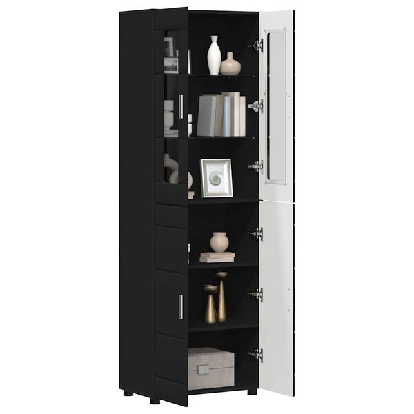 vidaXL Highboard mit Regal Schwarz 60 x 35 x 182 cm Holzwerkstoff