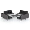 vidaXL 9-tlg. Garten-Lounge-Set mit Kissen Poly Rattan Dunkelgrau