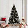 vidaXL K&uuml;nstlicher vorbeleuchteter Weihnachtsbaum Schwarz 210 cm PVC