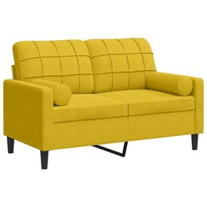 vidaXL 2-Sitzer-Sofa mit Zierkissen Gelb 120 cm Samt