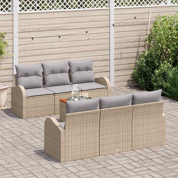 vidaXL Gartensofa-set 7 pcs Beige und Hellgrau Poly-Rattan