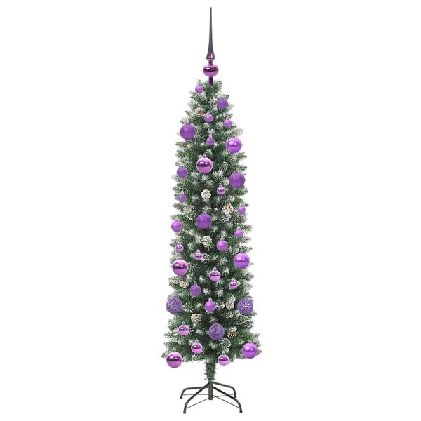 vidaXL K&uuml;nstlicher schlanker Weihnachtsbaum Gr&uuml;n und Wei&szlig; 120 cm