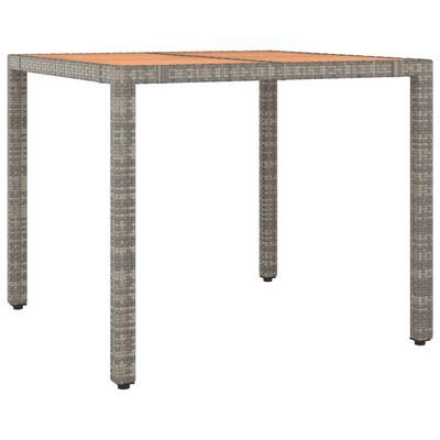 vidaXL Gartentisch mit Holzplatte Grau Poly Rattan & Massivholz Akazie