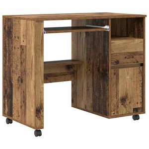 vidaXL Tisch mit R&auml;dern Altholz Holzwerkstoff 91 x 50 x 77 cm