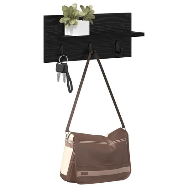 vidaXL Wandmontierter Kleiderständer mit Regal Schwarz Eichen-Optik