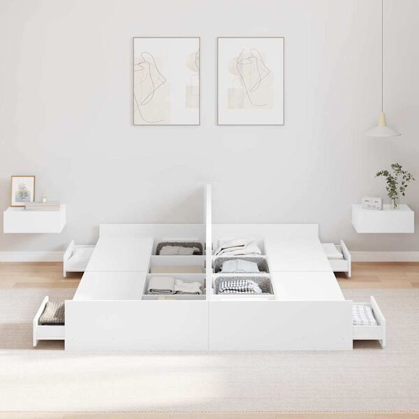 vidaXL Aufbewahrungsbettgestell Weiß 140 x 190 cm Holzwerkstoff