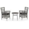 vidaXL 3-tlg. Garten-Essgruppe Poly Rattan Grau