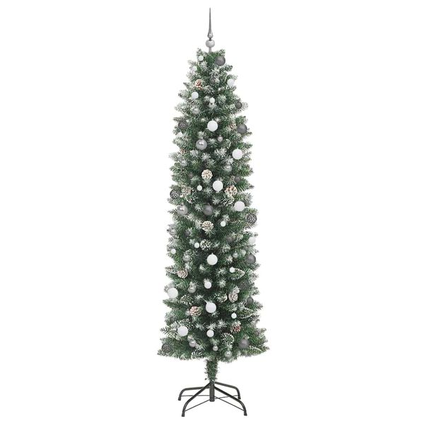 vidaXL K&uuml;nstlicher schlanker Weihnachtsbaum Gr&uuml;n und Wei&szlig; 240 cm