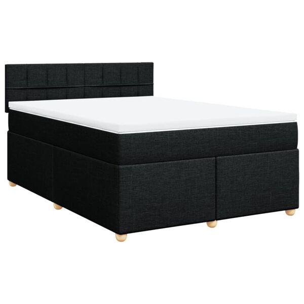 vidaXL Boxspringbett mit Matratze Schwarz 140x190 cm Stoff