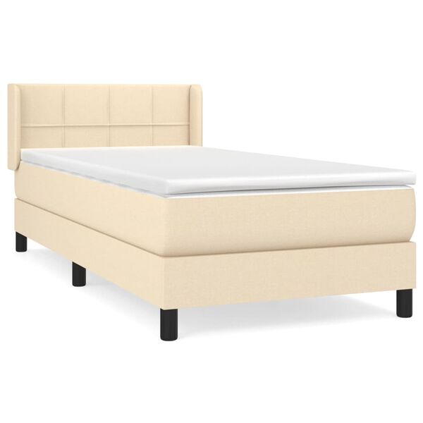 vidaXL Boxspringbett mit Matratze Creme 100x200 cm Stoff