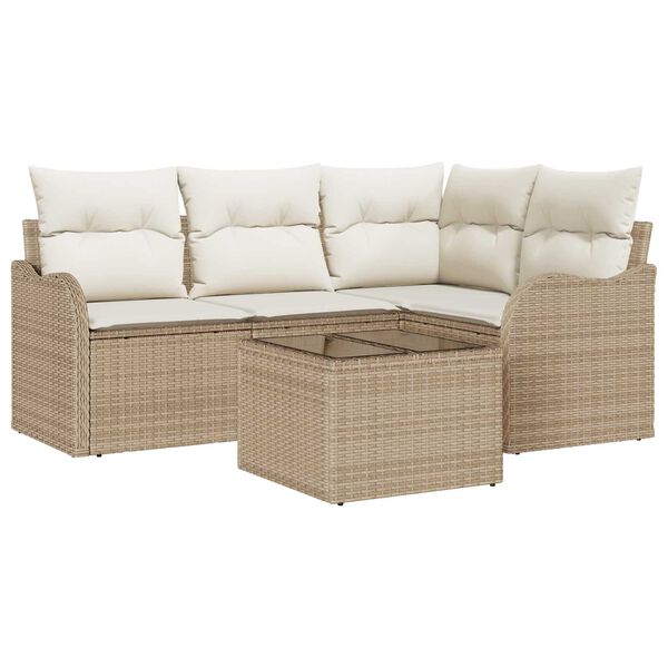 vidaXL Gartensofa-set mit Speicher 5 pcs Braun Poly-Rattan