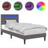 vidaXL Bettrahmen mit LED-Lichtleisten Grau 90 x 190 cm Kunstleder