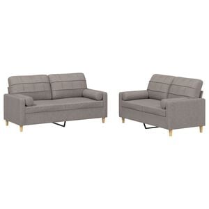 vidaXL 2-tlg. Sofagarnitur mit Kissen Taupe Stoff