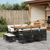 vidaXL 11-tlg. Garten-Essgruppe mit Kissen Schwarz Poly Rattan