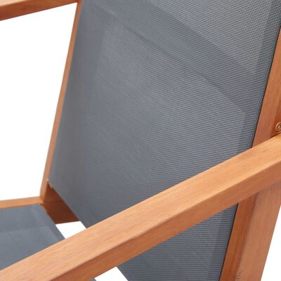 vidaXL Garten-Loungestuhl Grau Eukalyptus Massivholz und Textilene