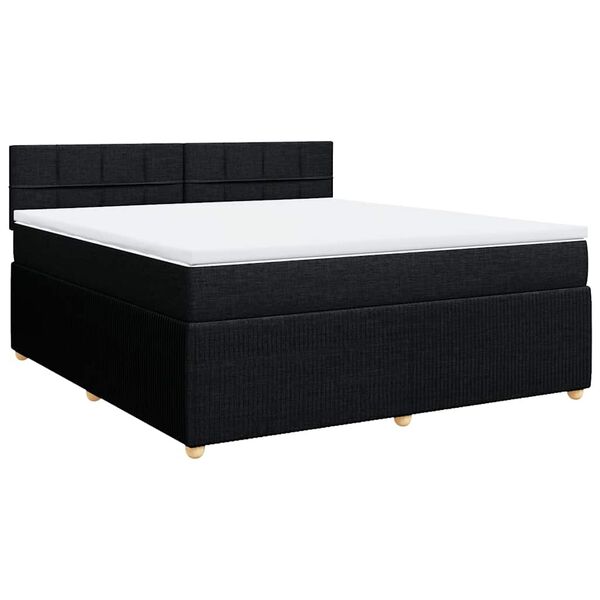 vidaXL Boxspringbett mit Matratze Schwarz 180x200 cm Stoff