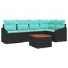 vidaXL Gartensofa-set mit Kissen 6 pcs Schwarz Poly-Rattan