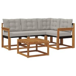 vidaXL Outdoor-Sofagarnitur mit Kissen 5 pcs Nat&uuml;rlich und Hellgrau