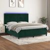 vidaXL Boxspringbett mit Matratze & LED Dunkelgr&uuml;n 180x200 cm Samt