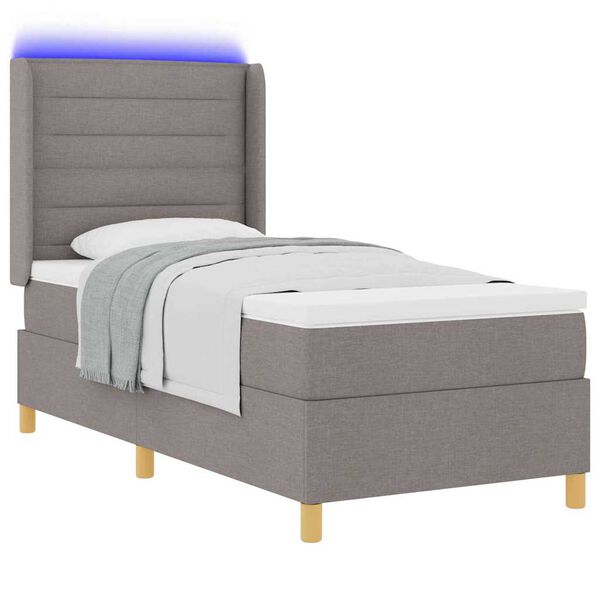 vidaXL Boxspringbett mit Matratze Taupe 80 x 200 cm Stoff